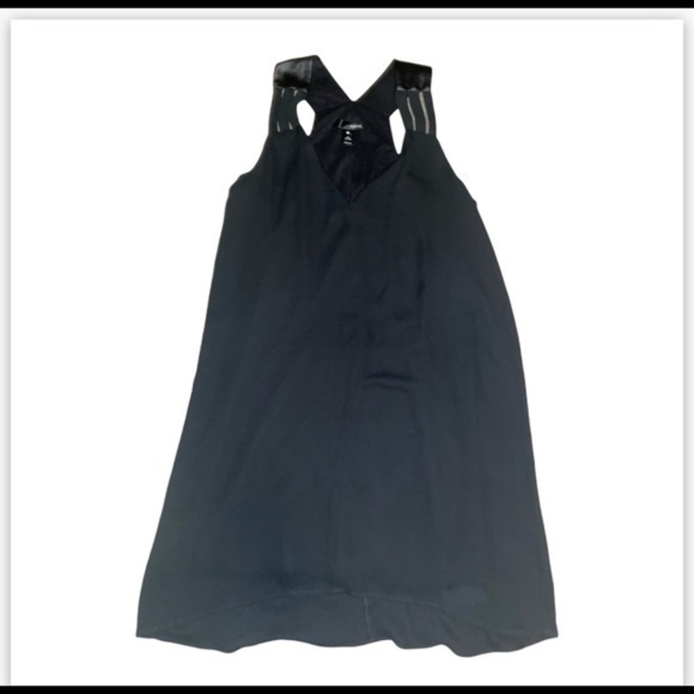 Aqua Black Racerback Faux Leather Strap Dress